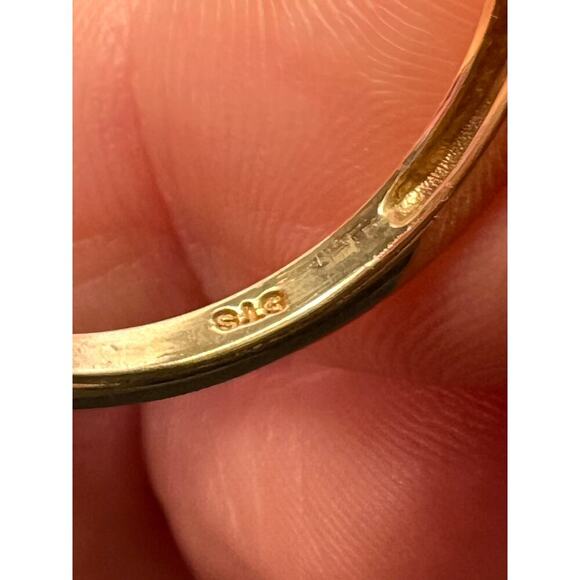 Blue composite turquoise trilogy ring in gold over sterling silver size 9 - Picture 4 of 9